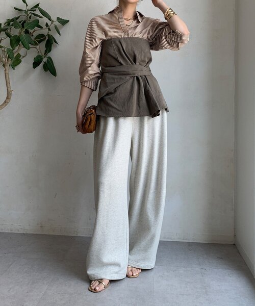 DouDou（ドゥドゥ）の「アシメタックビスチェ（シャツ/ブラウス・レディース・チャコールグレー/カーキ/ブラック/ベージュ・FREE）」の10枚目の写真