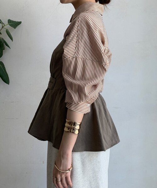 DouDou（ドゥドゥ）の「アシメタックビスチェ（シャツ/ブラウス・レディース・チャコールグレー/カーキ/ブラック/ベージュ・FREE）」の20枚目の写真