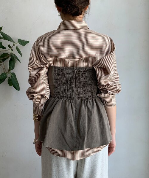 DouDou（ドゥドゥ）の「アシメタックビスチェ（シャツ/ブラウス・レディース・チャコールグレー/カーキ/ブラック/ベージュ・FREE）」の21枚目の写真