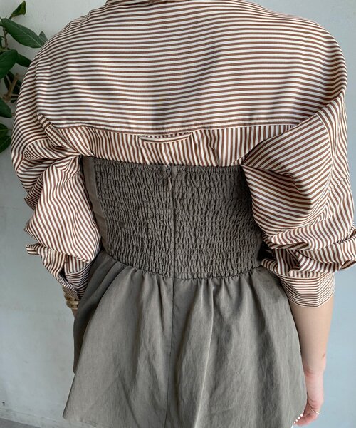 DouDou（ドゥドゥ）の「アシメタックビスチェ（シャツ/ブラウス・レディース・チャコールグレー/カーキ/ブラック/ベージュ・FREE）」の22枚目の写真