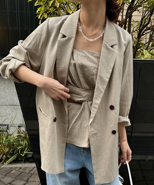 DouDou（ドゥドゥ）の「アシメタックビスチェ（シャツ/ブラウス・レディース・チャコールグレー/カーキ/ブラック/ベージュ・FREE）」の3枚目の写真