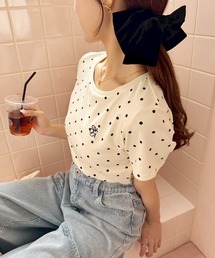 ワンポイント刺繍ドットTシャツ