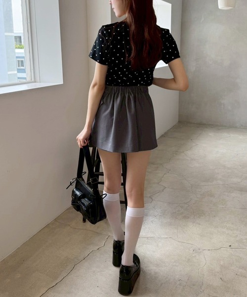 one after another NICE CLAUP(ワンアフターアナザーナイスクラップ)の「ワンポイント刺繍ドットTシャツ(Tシャツ/カットソー・レディース・杢グレー/アイボリー/ブラック・FREE)」の8枚目の写真