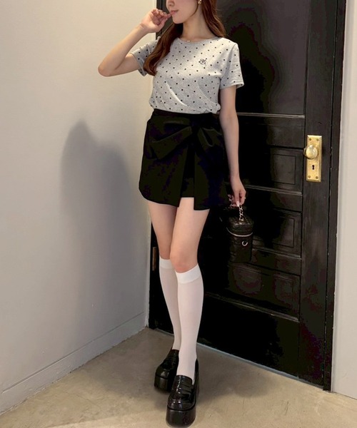 one after another NICE CLAUP(ワンアフターアナザーナイスクラップ)の「ワンポイント刺繍ドットTシャツ(Tシャツ/カットソー・レディース・杢グレー/アイボリー/ブラック・FREE)」の11枚目の写真