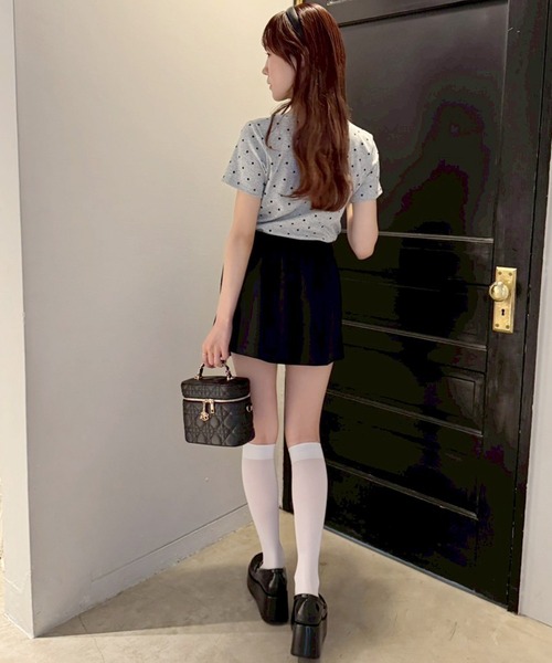 one after another NICE CLAUP(ワンアフターアナザーナイスクラップ)の「ワンポイント刺繍ドットTシャツ(Tシャツ/カットソー・レディース・杢グレー/アイボリー/ブラック・FREE)」の12枚目の写真