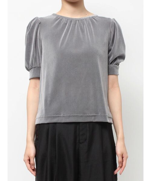 TONAL（トーナル）の「フロッキーチュールギャザースリーブトップス（Tシャツ/カットソー・レディース・ミント/グレー/ブラウン・MEDIUM）」の13枚目の写真