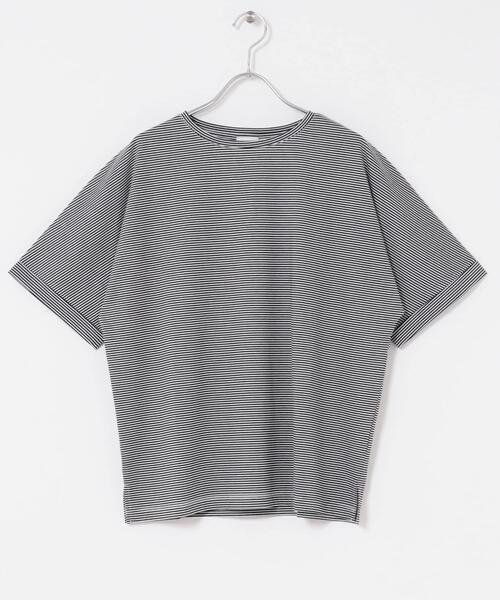 URBAN RESEARCH DOORS（アーバンリサーチドアーズ）の「『UVカット/接触冷感 /マシンウォッシャブル』シルキーコットンロールスリーブプルオーバー（Tシャツ/カットソー・レディース・ブラック/オフホワイト/ブラック系その他/ロイヤルブルー・MEDIUM）」の5枚目の写真