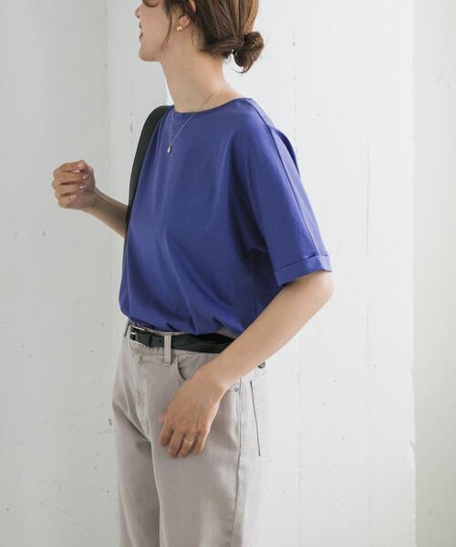 URBAN RESEARCH DOORS（アーバンリサーチドアーズ）の「『UVカット/接触冷感 /マシンウォッシャブル』シルキーコットンロールスリーブプルオーバー（Tシャツ/カットソー・レディース・ブラック/オフホワイト/ブラック系その他/ロイヤルブルー・MEDIUM）」の14枚目の写真