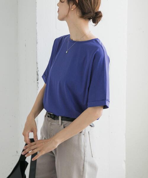 URBAN RESEARCH DOORS（アーバンリサーチドアーズ）の「『UVカット/接触冷感 /マシンウォッシャブル』シルキーコットンロールスリーブプルオーバー（Tシャツ/カットソー・レディース・ブラック/オフホワイト/ブラック系その他/ロイヤルブルー・MEDIUM）」の13枚目の写真