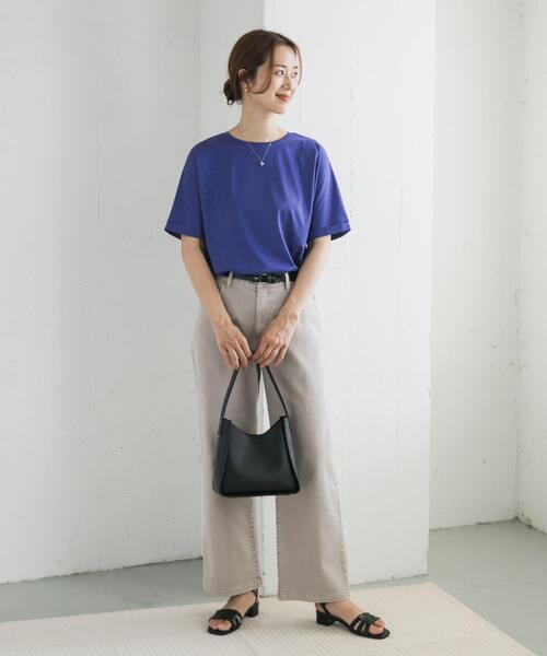 URBAN RESEARCH DOORS（アーバンリサーチドアーズ）の「『UVカット/接触冷感 /マシンウォッシャブル』シルキーコットンロールスリーブプルオーバー（Tシャツ/カットソー・レディース・ブラック/オフホワイト/ブラック系その他/ロイヤルブルー・MEDIUM）」の20枚目の写真