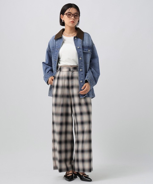 BAYFLOW（ベイフロー）の「チェック柄ワイドパンツ（その他パンツ・レディース・ホワイト/ブラウン/ブラック・FREE）」の5枚目の写真