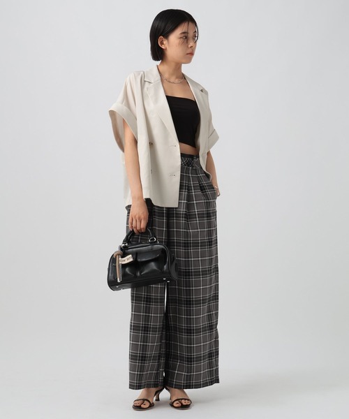 BAYFLOW（ベイフロー）の「チェック柄ワイドパンツ（その他パンツ・レディース・ホワイト/ブラウン/ブラック・FREE）」の7枚目の写真