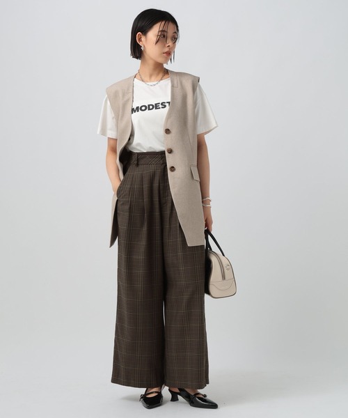 BAYFLOW（ベイフロー）の「チェック柄ワイドパンツ（その他パンツ・レディース・ホワイト/ブラウン/ブラック・FREE）」の8枚目の写真