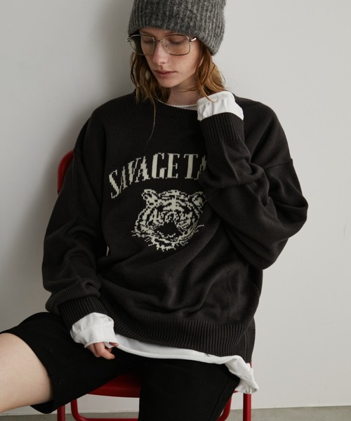 Auntie Rosa Holiday（アンティローザホリデー）の「トラジャガードニットプルオーバー（ニット/セーター・レディース・チャコールグレー/アイボリー・FREE）」の4枚目の写真