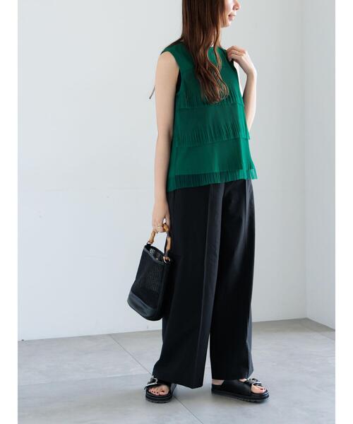 Te chichi(テチチ)の「ティアードチュールプリーツブラウス(シャツ/ブラウス・レディース・シルバーグレー/グリーン/ブラック・F)」の4枚目の写真