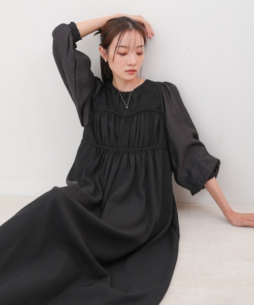 Bab（バブ）の「【S・Mサイズ展開】ビスチェライクフレアワンピース（ワンピース・レディース・アイボリー/ブラック・S/M）」の2枚目の写真