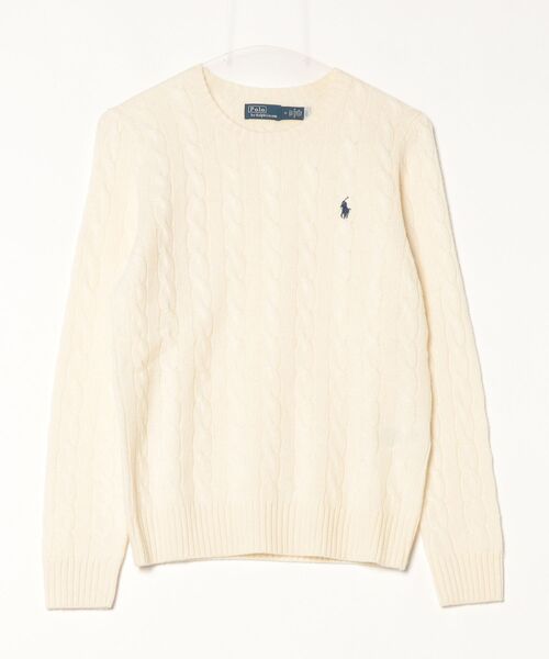 美品✨ポロラルフローレンケーブル ウールカシミヤ クルーネック セーター S ケーブル ウールカシミヤ クルーネック セーター（ニット