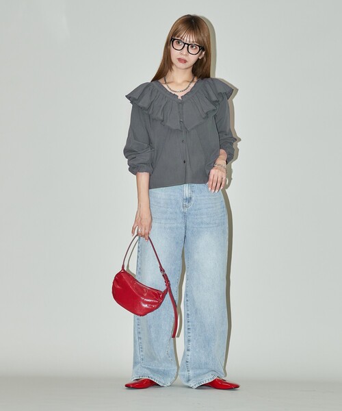 PUBLUX(パブリュクス)の「PUBLUX/パブリュクス フリル ボイル ブラウス 限定展開(シャツ/ブラウス・レディース・オフホワイト/チャコールグレー・フリ-)」の7枚目の写真