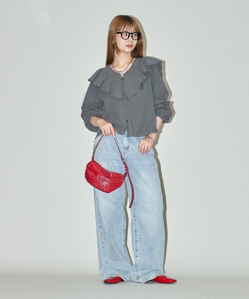 PUBLUX(パブリュクス)の「PUBLUX/パブリュクス フリル ボイル ブラウス 限定展開(シャツ/ブラウス・レディース・オフホワイト/チャコールグレー・フリ-)」の11枚目の写真