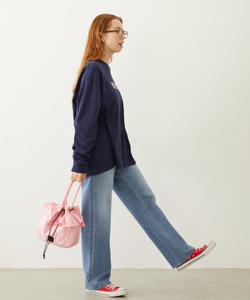 MILKFED.(ミルクフェド)の「HEART QUILTED DRAWSTRING BAG(ショルダーバッグ・レディース・ネイビー/オフホワイト/ピンク・ONE SIZE)」の20枚目の写真