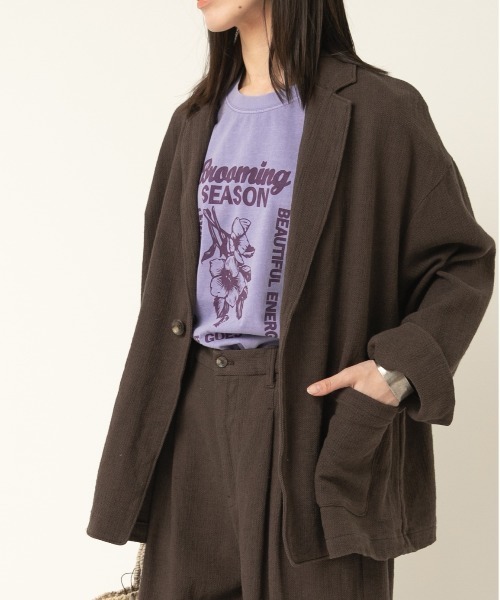RNA-N(アールエヌエーエヌ)の「J2151 プリペラルーズテーラードジャケット(テーラードジャケット・レディース・スミクロ/ダークブラウン/オリーブ・FREE)」の2枚目の写真