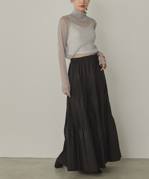 hunch(ハンチ)の「ラメシアー ハイネックトップス(Tシャツ/カットソー・レディース・オフホワイト/グレー/チャコール/ダークブラウン/ダークグレー/レモンイエロー/ライトブルー/ピンク・FREE)」の21枚目の写真