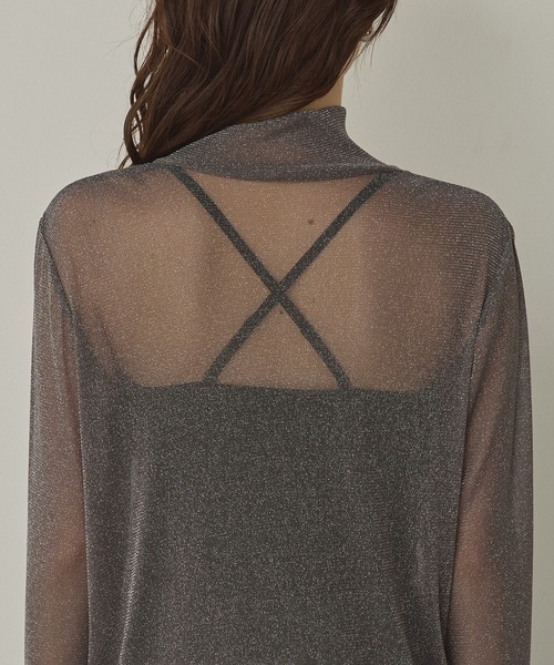 hunch(ハンチ)の「ラメシアー ハイネックトップス(Tシャツ/カットソー・レディース・オフホワイト/グレー/チャコール/ダークブラウン/ダークグレー/レモンイエロー/ライトブルー/ピンク・FREE)」の16枚目の写真