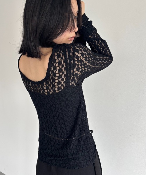 セール】カットレースバックオープントップス（Tシャツ/カットソー