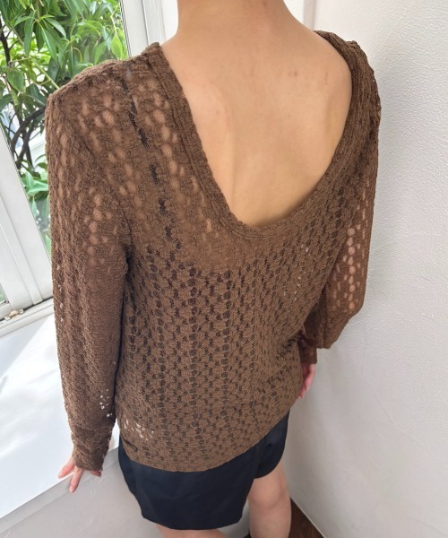FUULLY STUDIO(フーリィーステューディオ)の「カットレースバックオープントップス(Tシャツ/カットソー・レディース・アイボリー/ブラック/ブラウン・FREE)」の13枚目の写真