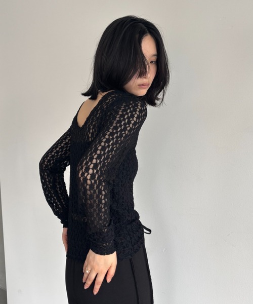 FUULLY STUDIO(フーリィーステューディオ)の「カットレースバックオープントップス(Tシャツ/カットソー・レディース・アイボリー/ブラック/ブラウン・FREE)」の21枚目の写真