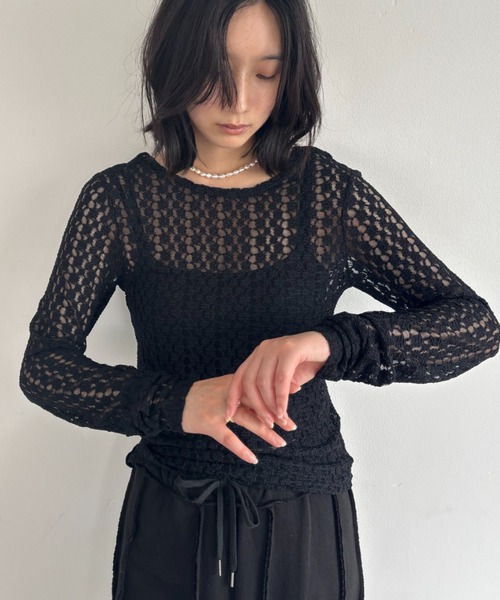 セール】カットレースバックオープントップス（Tシャツ/カットソー