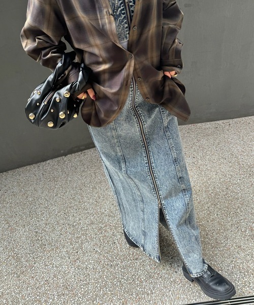 RIB MIX DENIM SKIRT（スカート）｜Ameri（アメリ）の