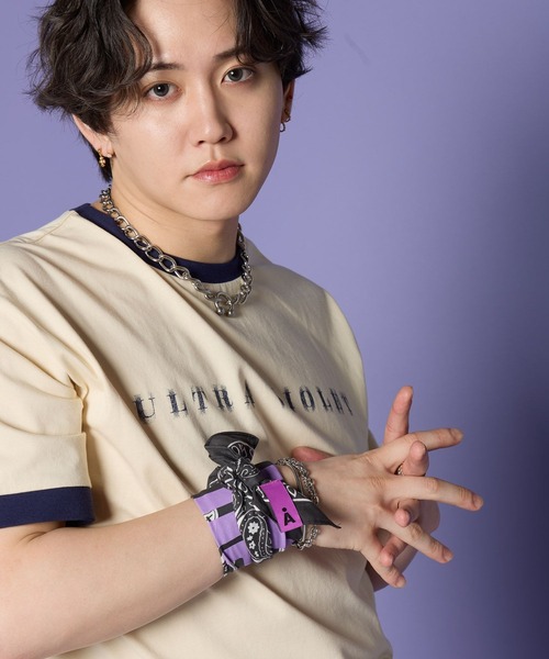 ALAND(エーランド)の「MASHIHO×ALAND/バンダナ(ストール/ショール・レディース・チャコールグレー/レッド/パープル・FREE)」の5枚目の写真