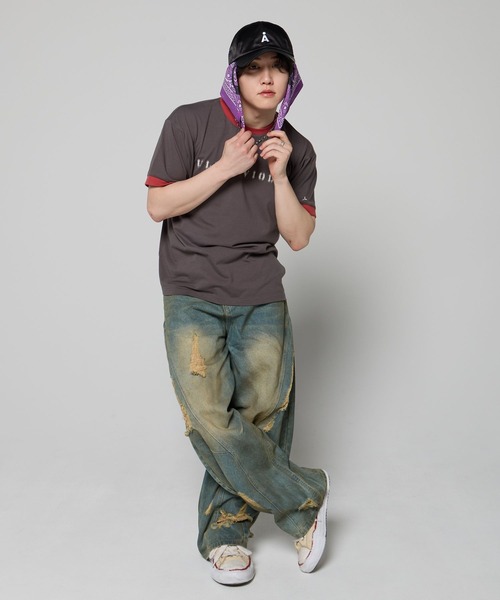 ALAND(エーランド)の「MASHIHO×ALAND/バンダナ(ストール/ショール・レディース・チャコールグレー/レッド/パープル・FREE)」の12枚目の写真