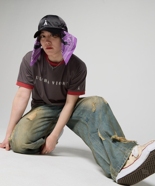 ALAND(エーランド)の「MASHIHO×ALAND/バンダナ(ストール/ショール・レディース・チャコールグレー/レッド/パープル・FREE)」の13枚目の写真