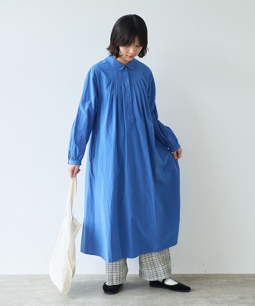 bulle de savon（ビュルデサボン）の「basic cotton タックワンピース（ワンピース・レディース・その他/ブルー/ホワイト・FREE）」の19枚目の写真