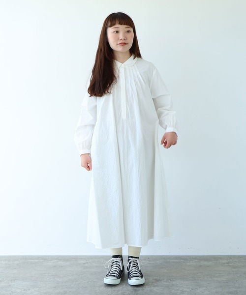 bulle de savon（ビュルデサボン）の「basic cotton タックワンピース（ワンピース・レディース・その他/ブルー/ホワイト・FREE）」の6枚目の写真