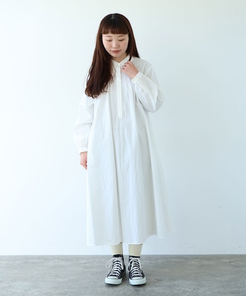 bulle de savon（ビュルデサボン）の「basic cotton タックワンピース（ワンピース・レディース・その他/ブルー/ホワイト・FREE）」の7枚目の写真