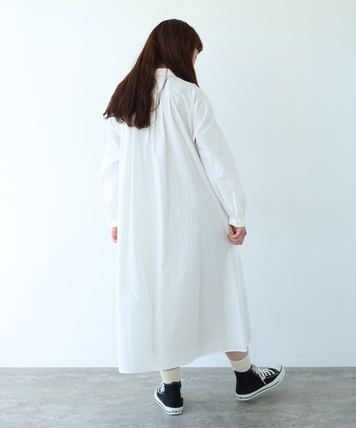 bulle de savon（ビュルデサボン）の「basic cotton タックワンピース（ワンピース・レディース・その他/ブルー/ホワイト・FREE）」の9枚目の写真