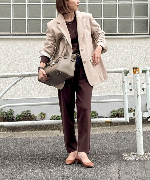 Rie Miller（リエミラー）の「《手洗い可能》《セットアップ対応》ニットオールインワン（つなぎ/オールインワン・レディース・ネイビー/ダークブラウン/ブラック・1/2）」の4枚目の写真