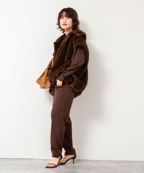 Rie Miller（リエミラー）の「《手洗い可能》《セットアップ対応》ニットオールインワン（つなぎ/オールインワン・レディース・ネイビー/ダークブラウン/ブラック・1/2）」の6枚目の写真