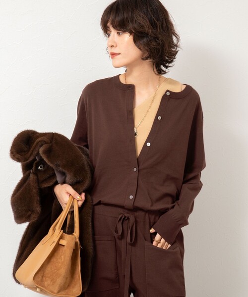 Rie Miller（リエミラー）の「《手洗い可能》《セットアップ対応》ニットオールインワン（つなぎ/オールインワン・レディース・ネイビー/ダークブラウン/ブラック・1/2）」の9枚目の写真