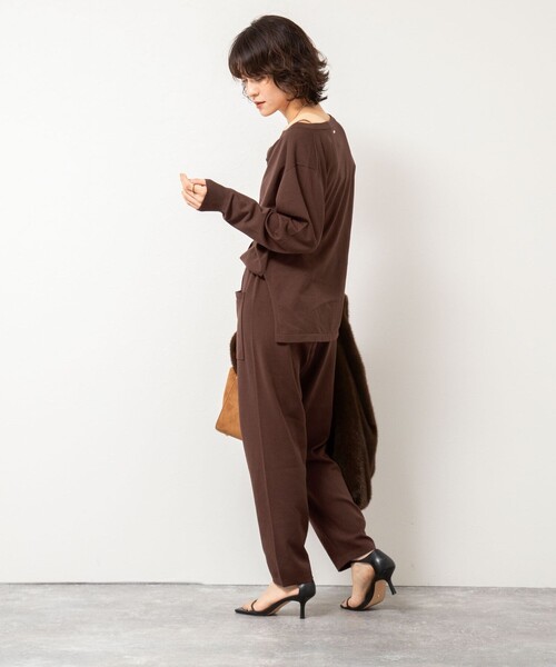 Rie Miller（リエミラー）の「《手洗い可能》《セットアップ対応》ニットオールインワン（つなぎ/オールインワン・レディース・ネイビー/ダークブラウン/ブラック・1/2）」の12枚目の写真