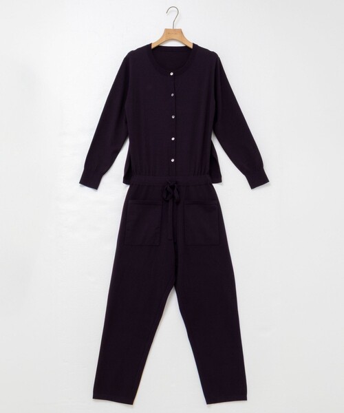 【新品未使用】BASERANGE ウールニットオールインワン セール】《手洗い可能》《セットアップ対応》ニットオールインワン