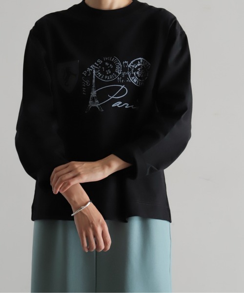 Blanc Bleu Minuit(ブランブルーミニュイ)の「PARIS PT ロンTEE(Tシャツ/カットソー・レディース・キナリ/ネイビー・FREE)」の18枚目の写真