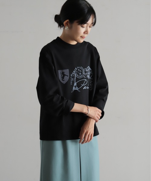 Blanc Bleu Minuit(ブランブルーミニュイ)の「PARIS PT ロンTEE(Tシャツ/カットソー・レディース・キナリ/ネイビー・FREE)」の13枚目の写真
