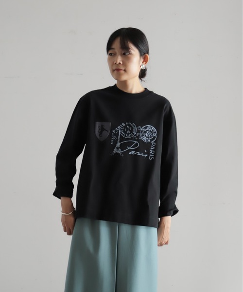 Blanc Bleu Minuit(ブランブルーミニュイ)の「PARIS PT ロンTEE(Tシャツ/カットソー・レディース・キナリ/ネイビー・FREE)」の17枚目の写真