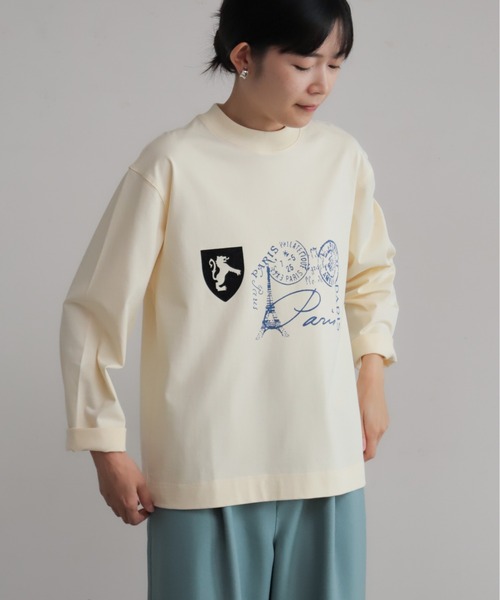 Blanc Bleu Minuit(ブランブルーミニュイ)の「PARIS PT ロンTEE(Tシャツ/カットソー・レディース・キナリ/ネイビー・FREE)」の6枚目の写真