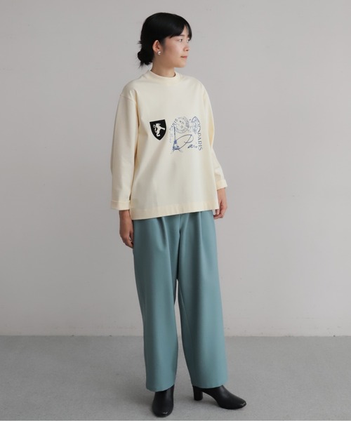 Blanc Bleu Minuit(ブランブルーミニュイ)の「PARIS PT ロンTEE(Tシャツ/カットソー・レディース・キナリ/ネイビー・FREE)」の3枚目の写真