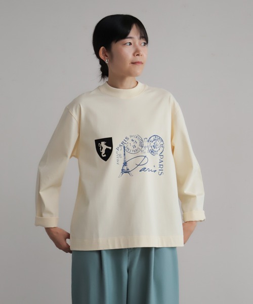 Blanc Bleu Minuit(ブランブルーミニュイ)の「PARIS PT ロンTEE(Tシャツ/カットソー・レディース・キナリ/ネイビー・FREE)」の11枚目の写真